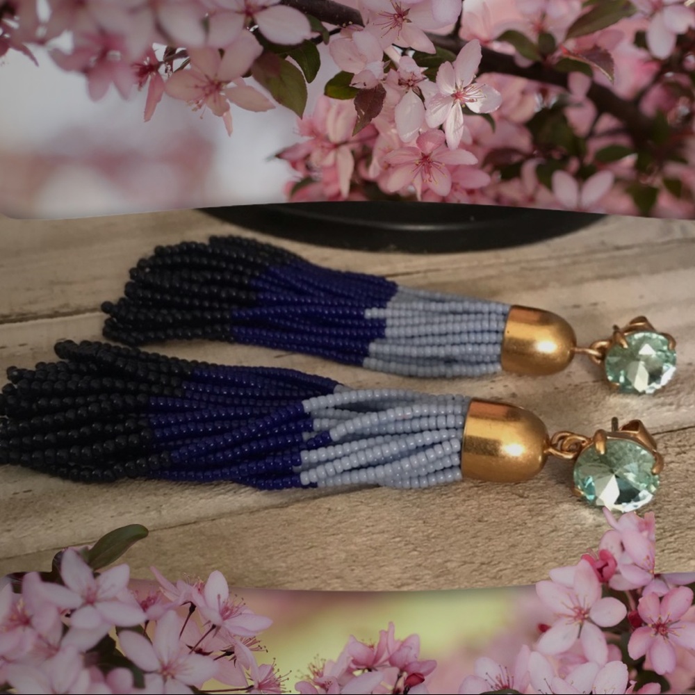 J. CREW CRYSTAL BEADED FRINGE EARRINGS - Picture 7 of 7